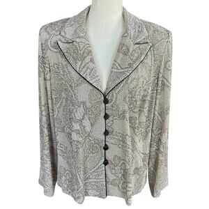 Alex Evenings Event Jacket Petite Women Size 18WP Cream Gold Floral Glitter Top